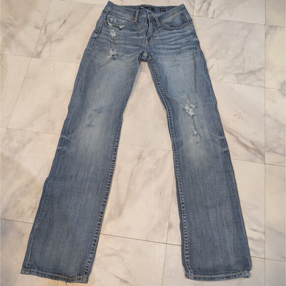 BKE Aiden Bootcut Jeans Mens Sz 29x34 Distressed Med Wash Cotton Blend RN #75720 - Picture 1 of 12
